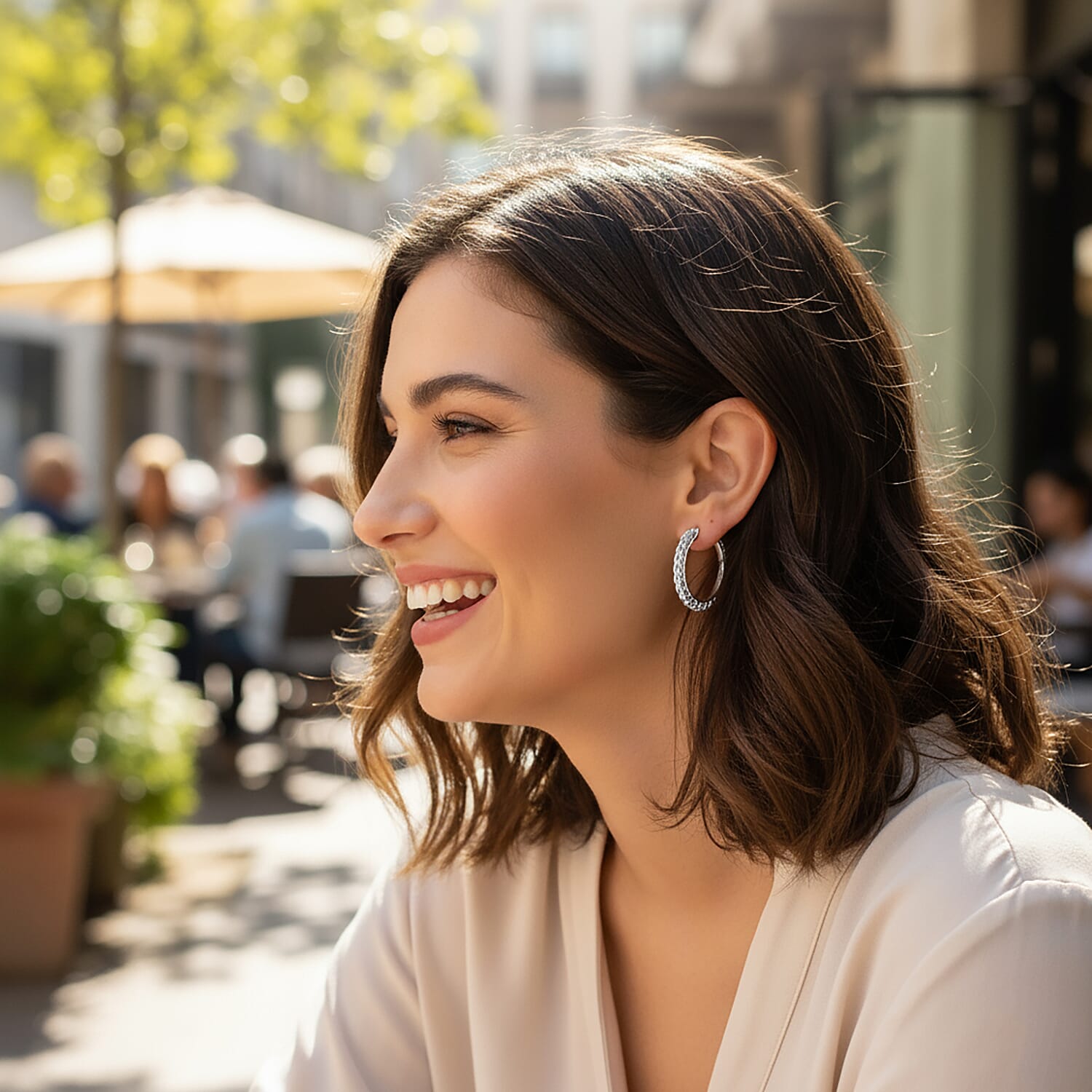 Criss Cross Hoop Earrings in Stainless Steel