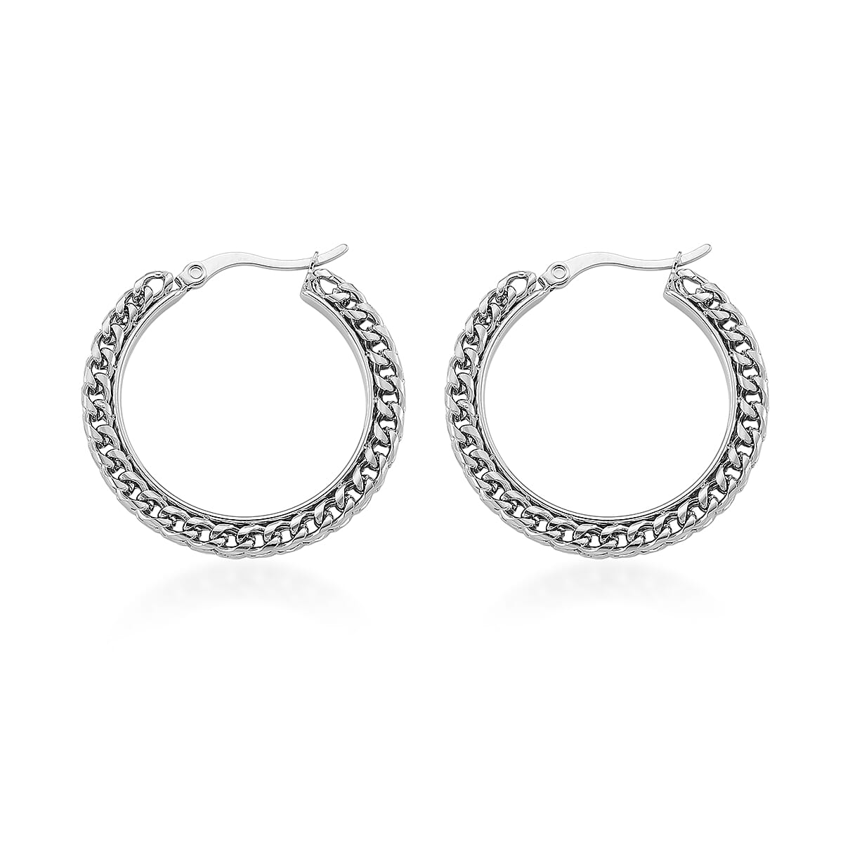 Criss Cross Hoop Earrings in Stainless Steel