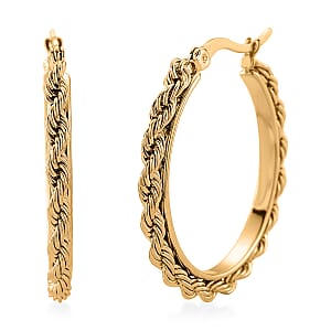 Rope Hoop Earrings in ION Plated YG Stainless Steel