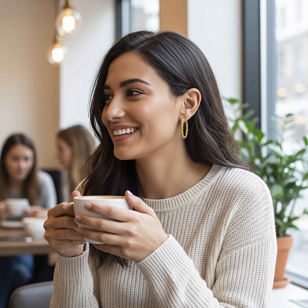 Rope Hoop Earrings in ION Plated YG Stainless Steel image number 2