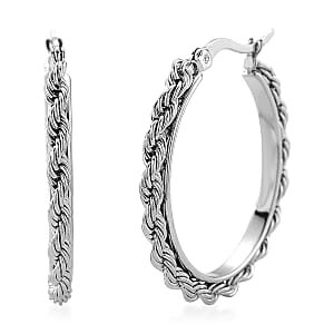 Rope Hoop Earrings in Stainless Steel
