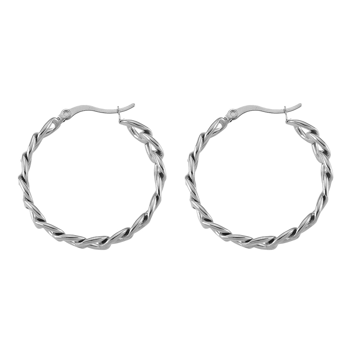 Cuban Classic Luxe Chain Hoop Earrings in Stainless Steel image number 3