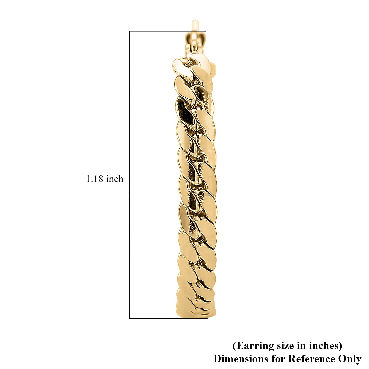 Flat Cuban Link Hoop Earrings in ION Plated YG Stainless Steel image number 5