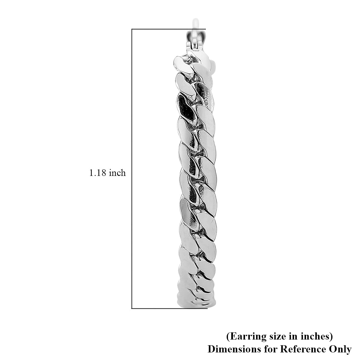 Flat Cuban Link Hoop Earrings in Stainless Steel image number 5