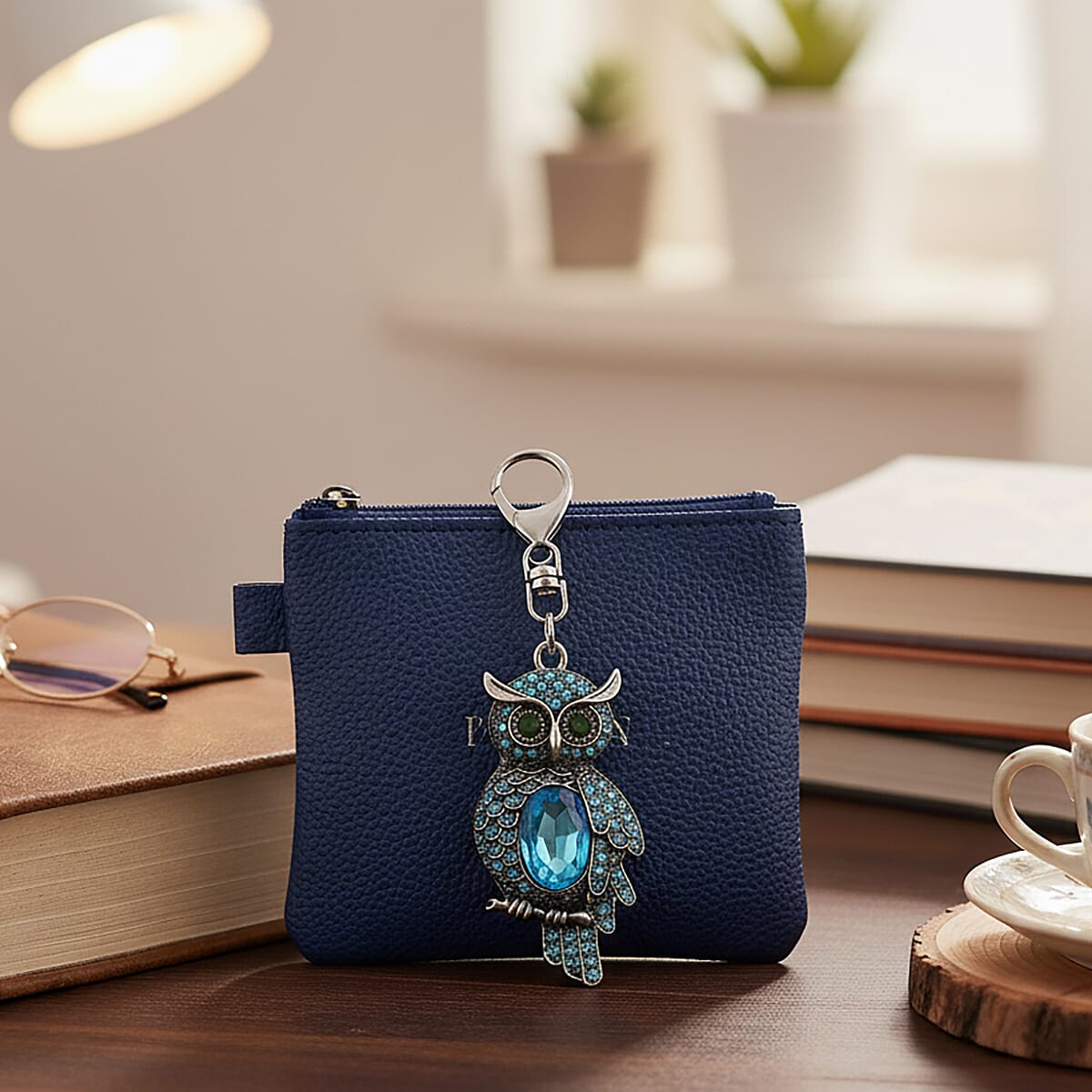 Doorbuster Livmore Multi Color Glass and Crystal Set of 3 Owl Keychain in Goldtone image number 2