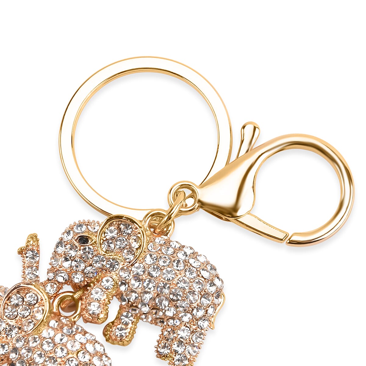  Livmore Multi Color Glass and Crystal Set of 3 Elephant Keychain in Goldtone image number 4