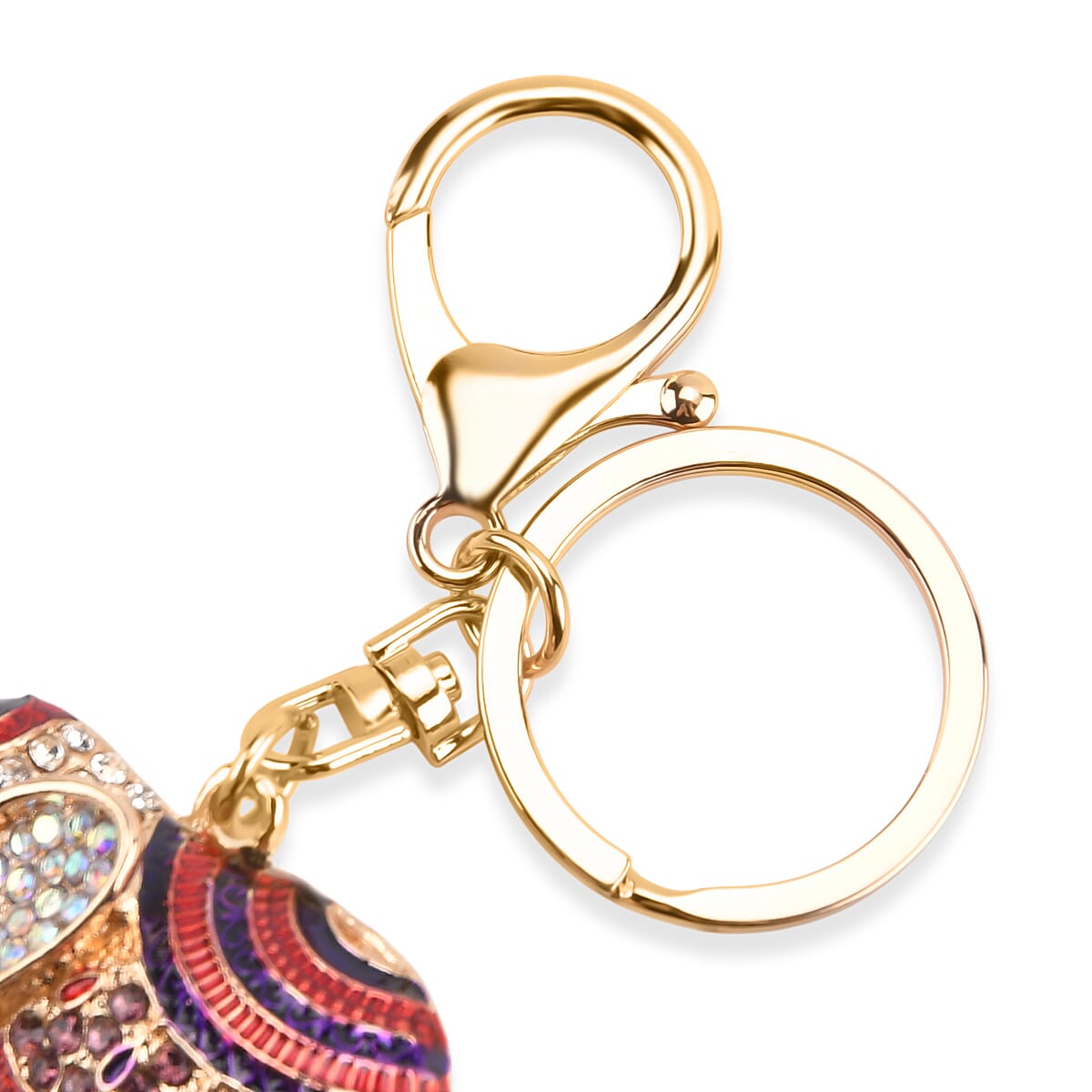 Doorbuster Livmore Multi Color Glass and Crystal Set of 3 Elephant Keychain in Goldtone image number 4