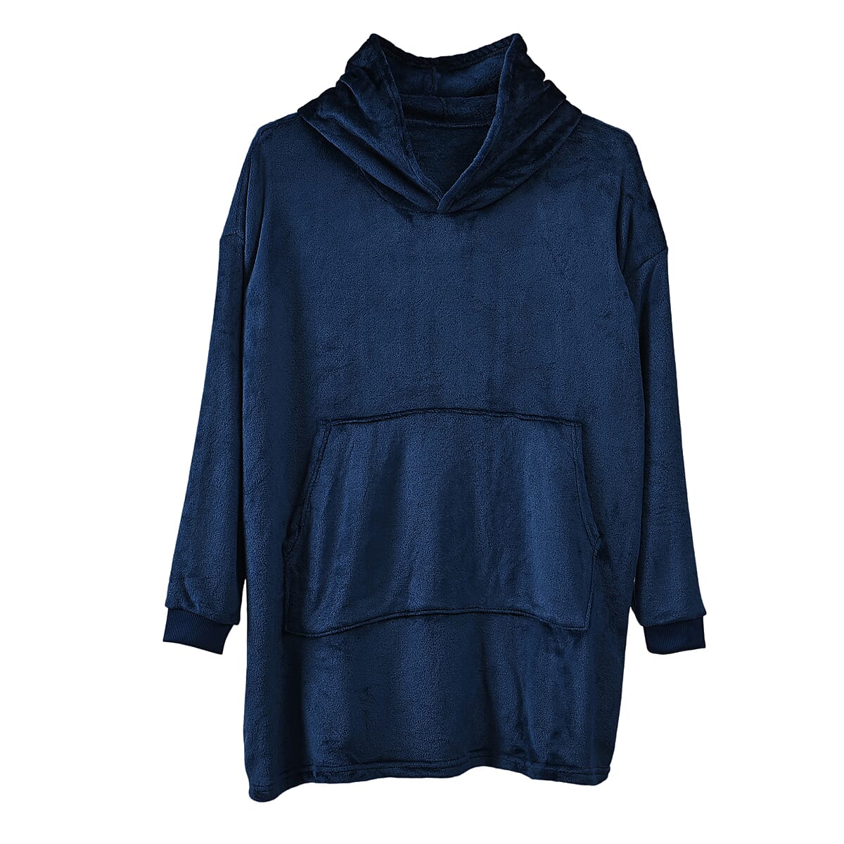 Tamsy Blue Warm and Cozy Flannel Hoodie Blanket - One Size Fits Most image number 4