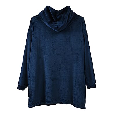 Tamsy Blue Warm and Cozy Flannel Hoodie Blanket - One Size Fits Most
