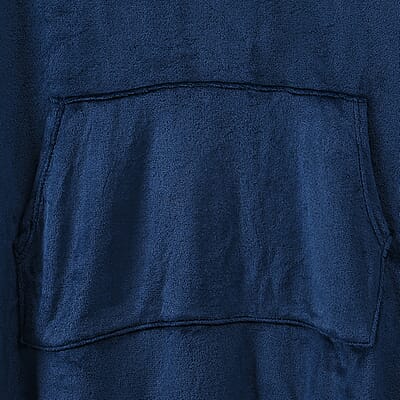 Tamsy Blue Warm and Cozy Flannel Hoodie Blanket - One Size Fits Most