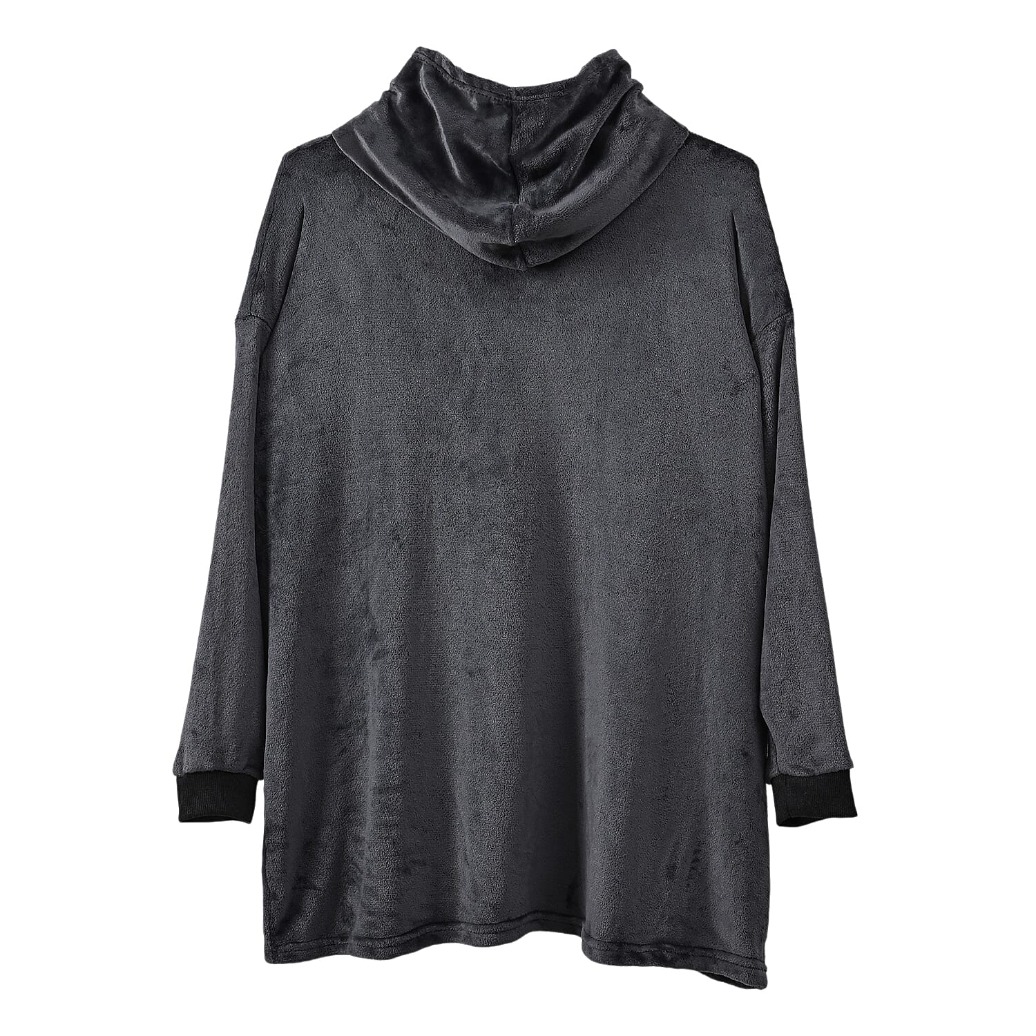 Tamsy Dark Grey Warm and Cozy Flannel Hoodie Blanket - One Size Fits Most