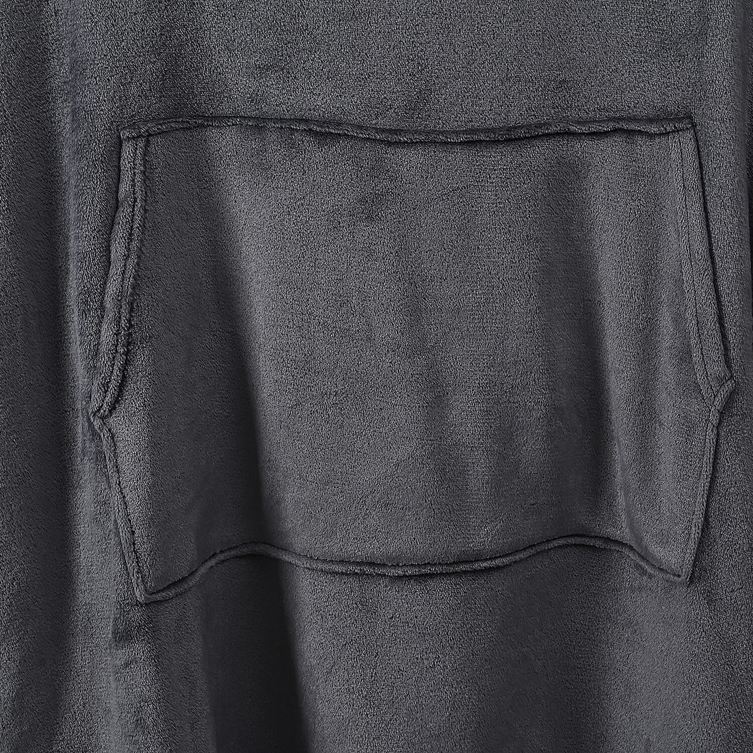 Tamsy Dark Grey Warm and Cozy Flannel Hoodie Blanket - One Size Fits Most