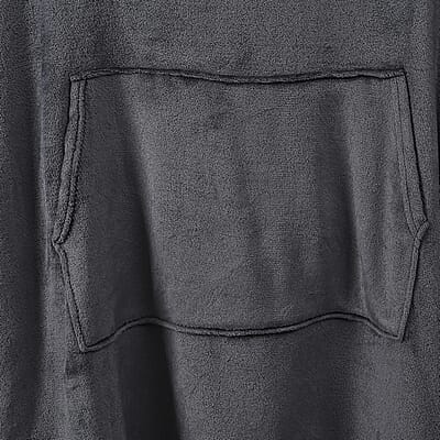Tamsy Dark Grey Warm and Cozy Flannel Hoodie Blanket - One Size Fits Most