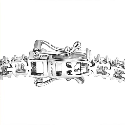 Luxuriant Lab Grown Diamond G-H SI 4.25 ctw Radiance Tennis Bracelet in Rhodium Over Sterling Silver (7.25 In)
