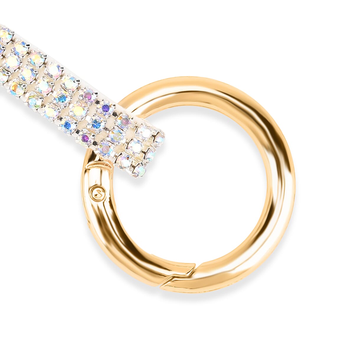  Livmore White Magic Color Glass and Crystal 3-piece Set Heart, Ball and Star Keychain in Goldtone image number 3