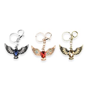  Livmore Multi Color Glass and Crystal 3-piece Set Eagle Keychain