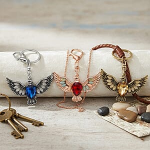  Livmore Multi Color Glass and Crystal 3-piece Set Eagle Keychain