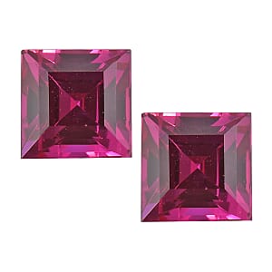 Set of 2 Lab Created Ruby (Sqr 6 mm) 2.72 ctw Loose Gemstone