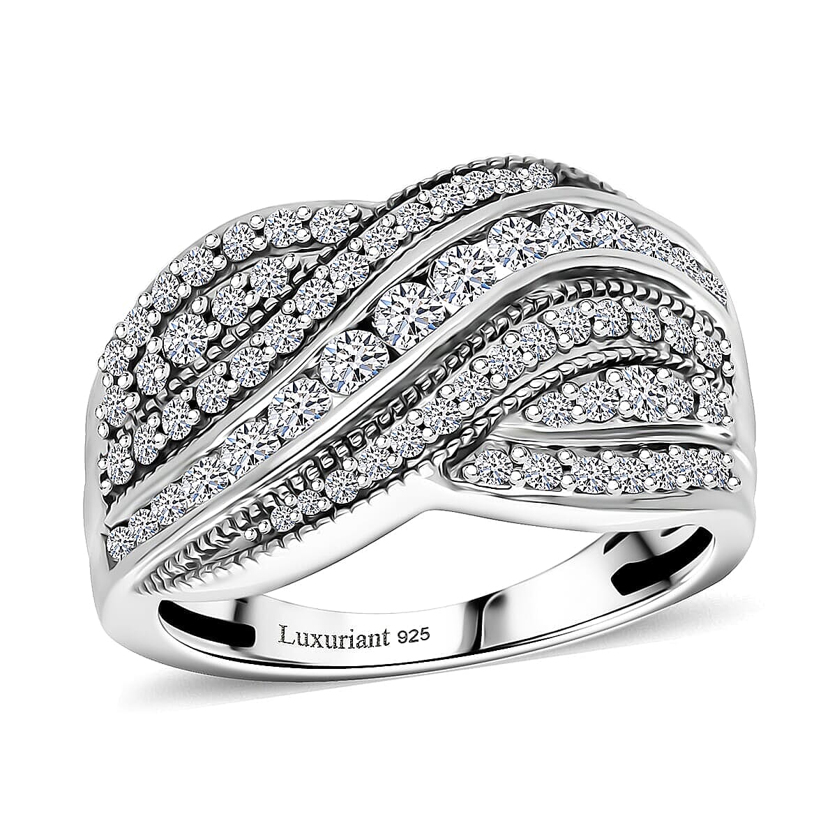 Luxuriant Lab Grown Diamond G-H SI 1.00 ctw Ring in Rhodium Over Sterling Silver (Size 10.0)