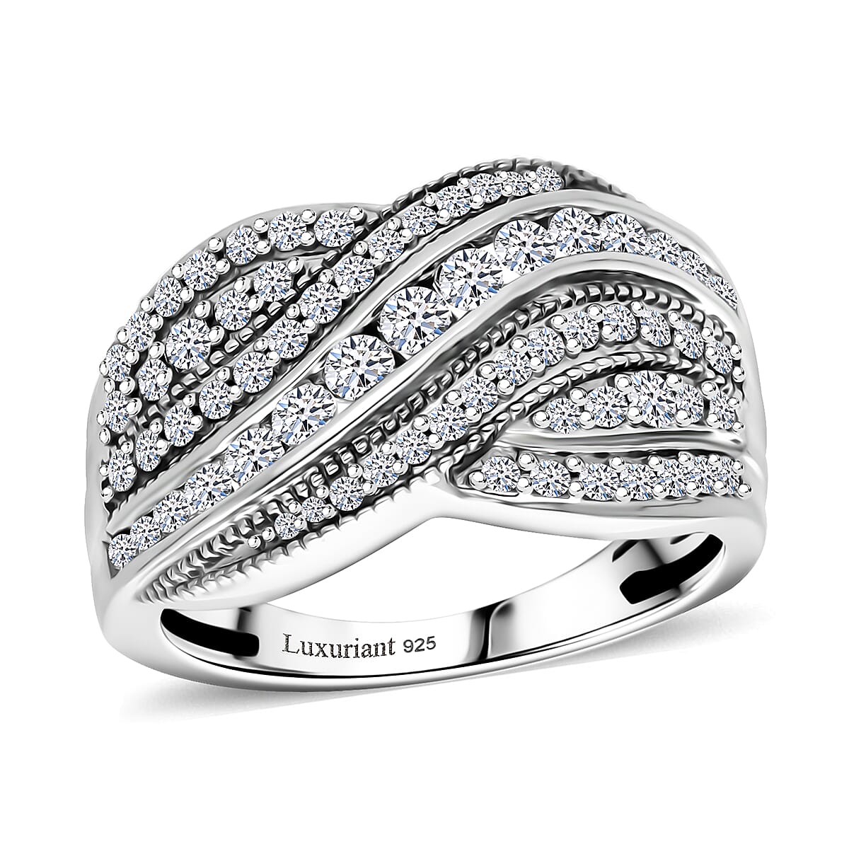 Luxuriant Lab Grown Diamond G-H SI 1.00 ctw Ring in Rhodium Over Sterling Silver (Size 10.0) image number 0