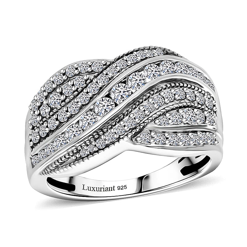 Luxuriant Lab Grown Diamond G-H SI 1.00 ctw Ring in Rhodium Over Sterling Silver (Size 10.0)