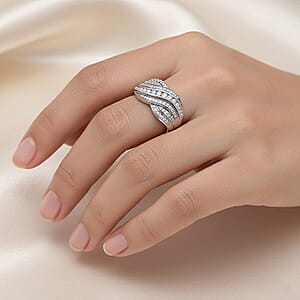 Luxuriant Lab Grown Diamond G-H SI 1.00 ctw Ring in Rhodium Over Sterling Silver (Size 10.0)