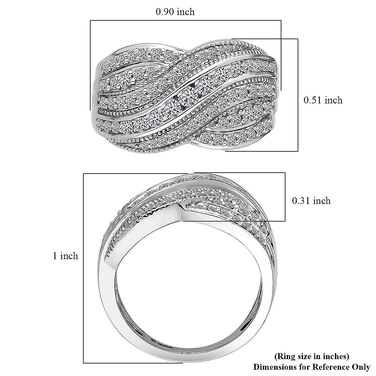 Luxuriant Lab Grown Diamond G-H SI 1.00 ctw Ring in Rhodium Over Sterling Silver (Size 10.0)