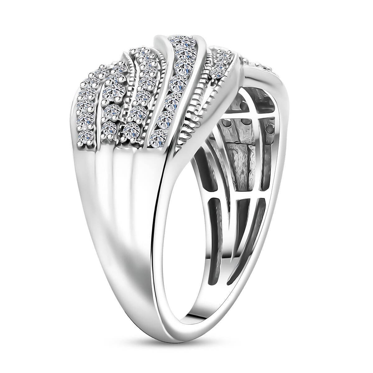 Luxuriant Lab Grown Diamond G-H SI 1.00 ctw Ring in Rhodium Over Sterling Silver (Size 9.0) image number 2