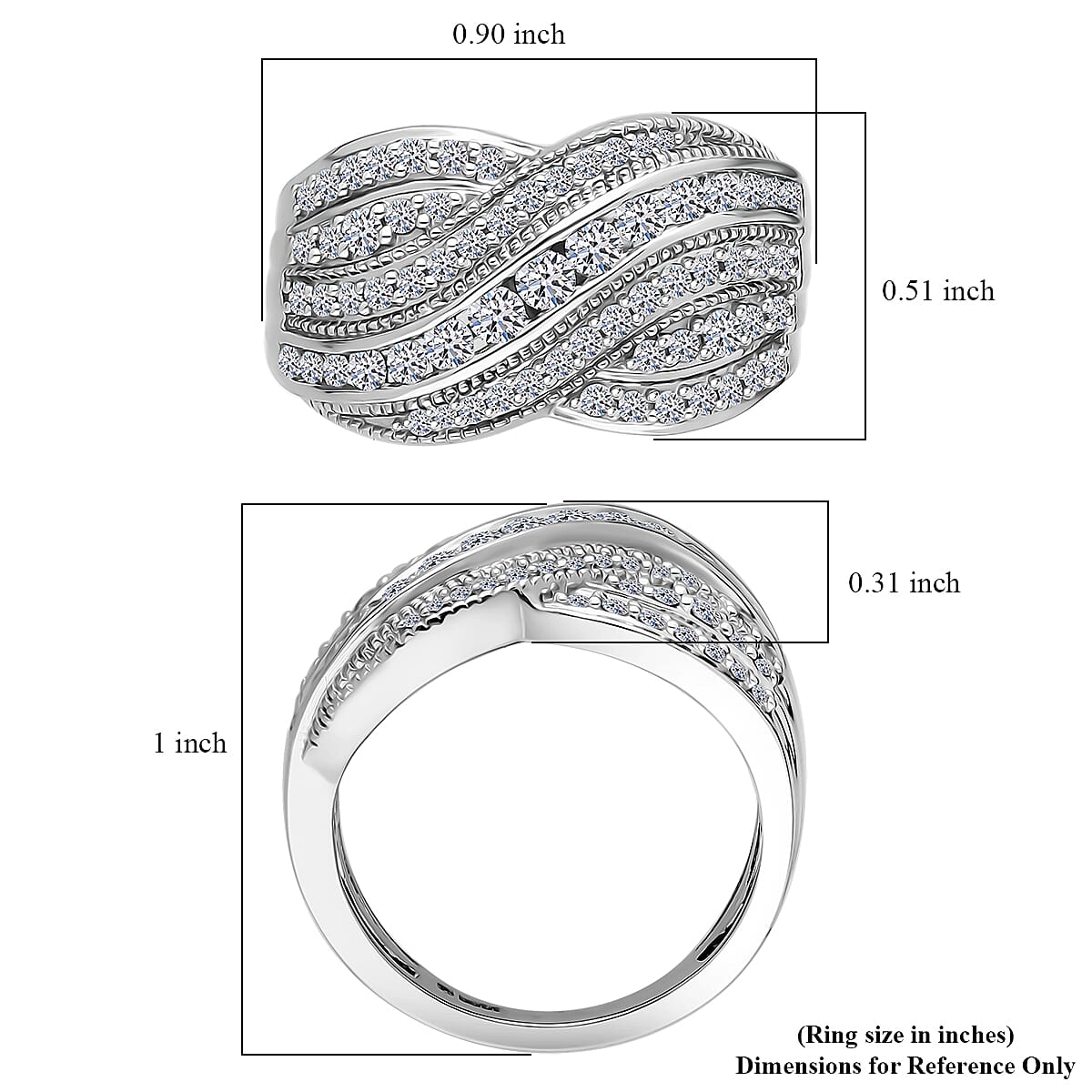 Luxuriant Lab Grown Diamond G-H SI 1.00 ctw Ring in Rhodium Over Sterling Silver (Size 9.0) image number 4
