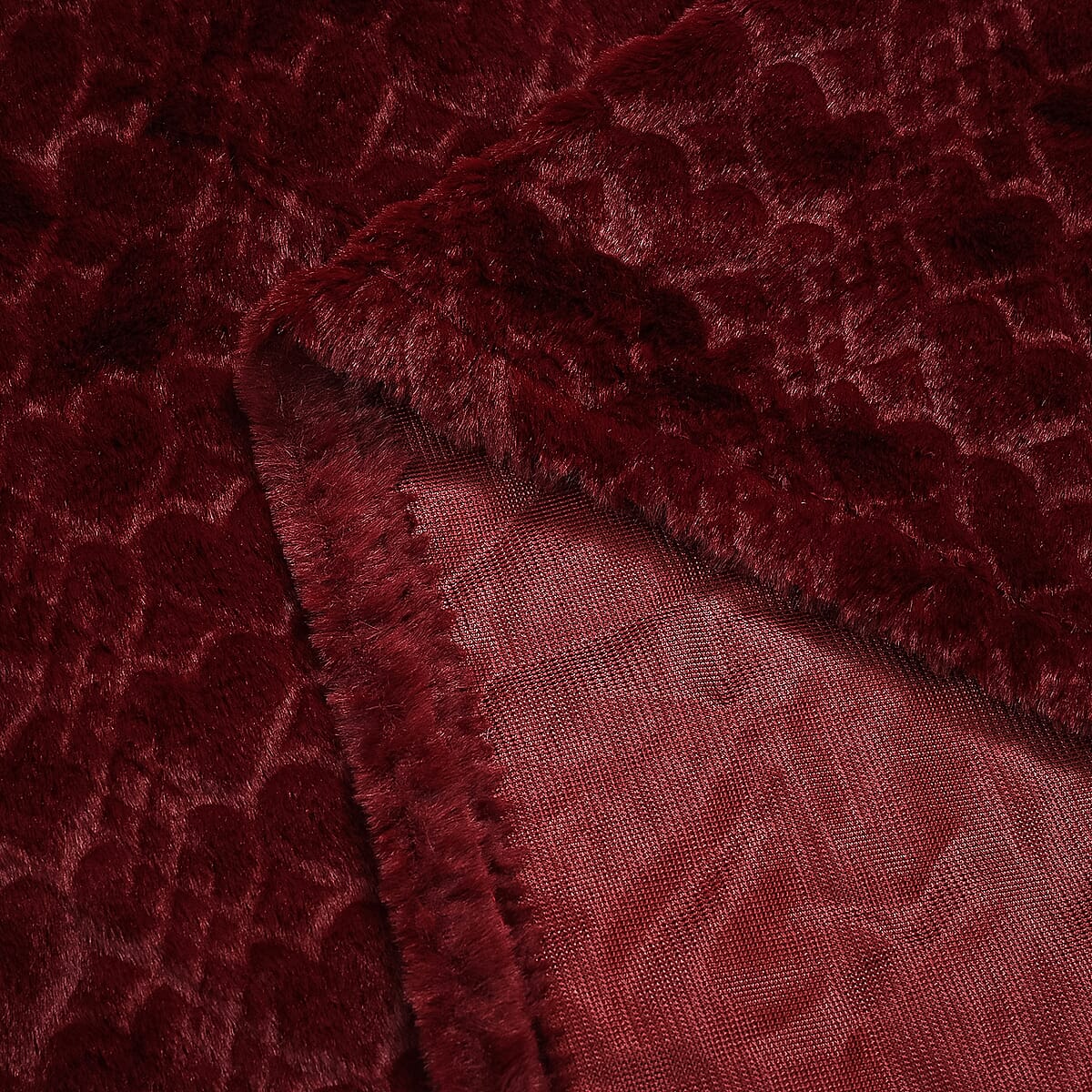 TAMSY Wine Jacquard Poncho with Fur Collar &ndash; One Size Fits Most image number 3