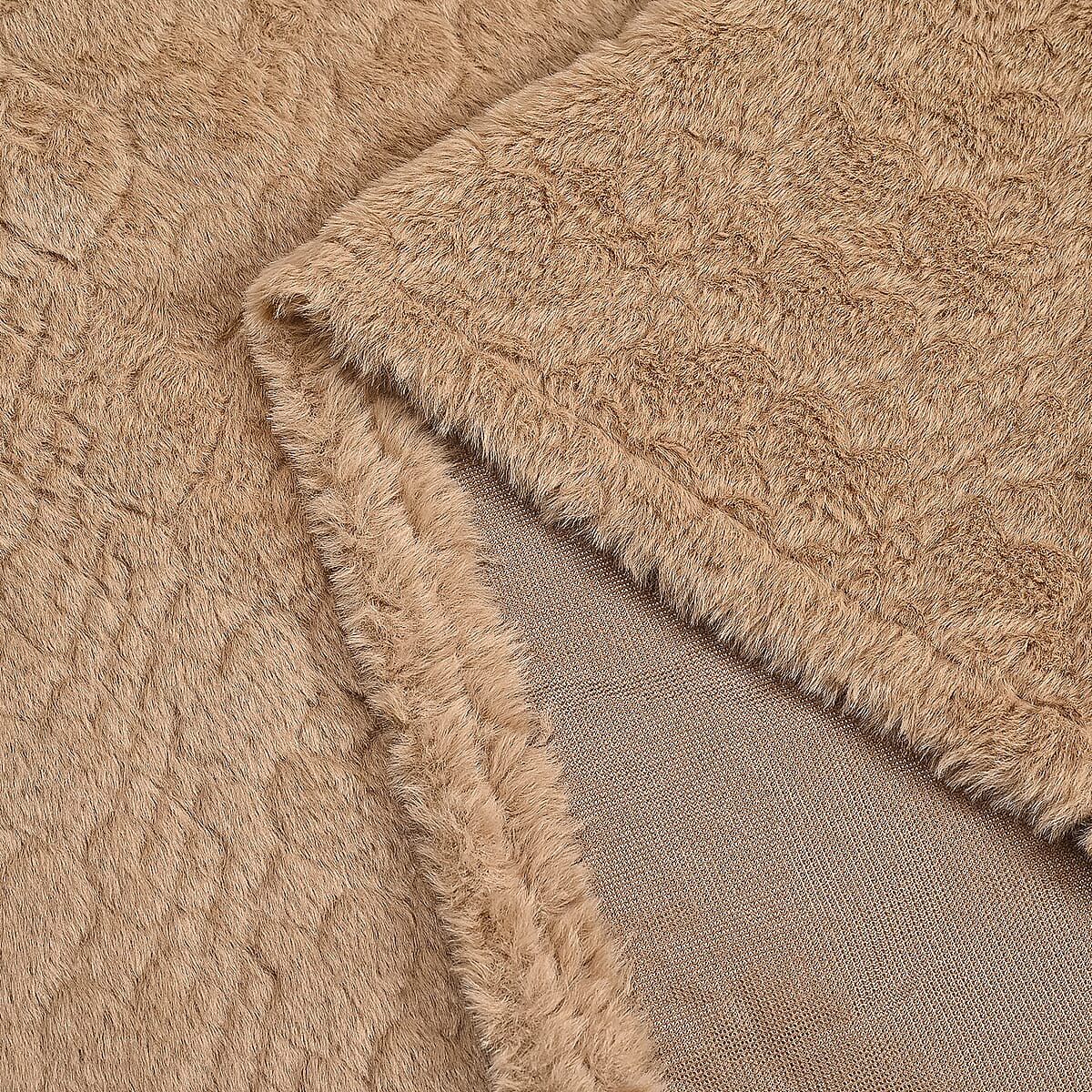 TAMSY Beige Jacquard Poncho with Fur Collar &ndash; One Size Fits Most image number 3