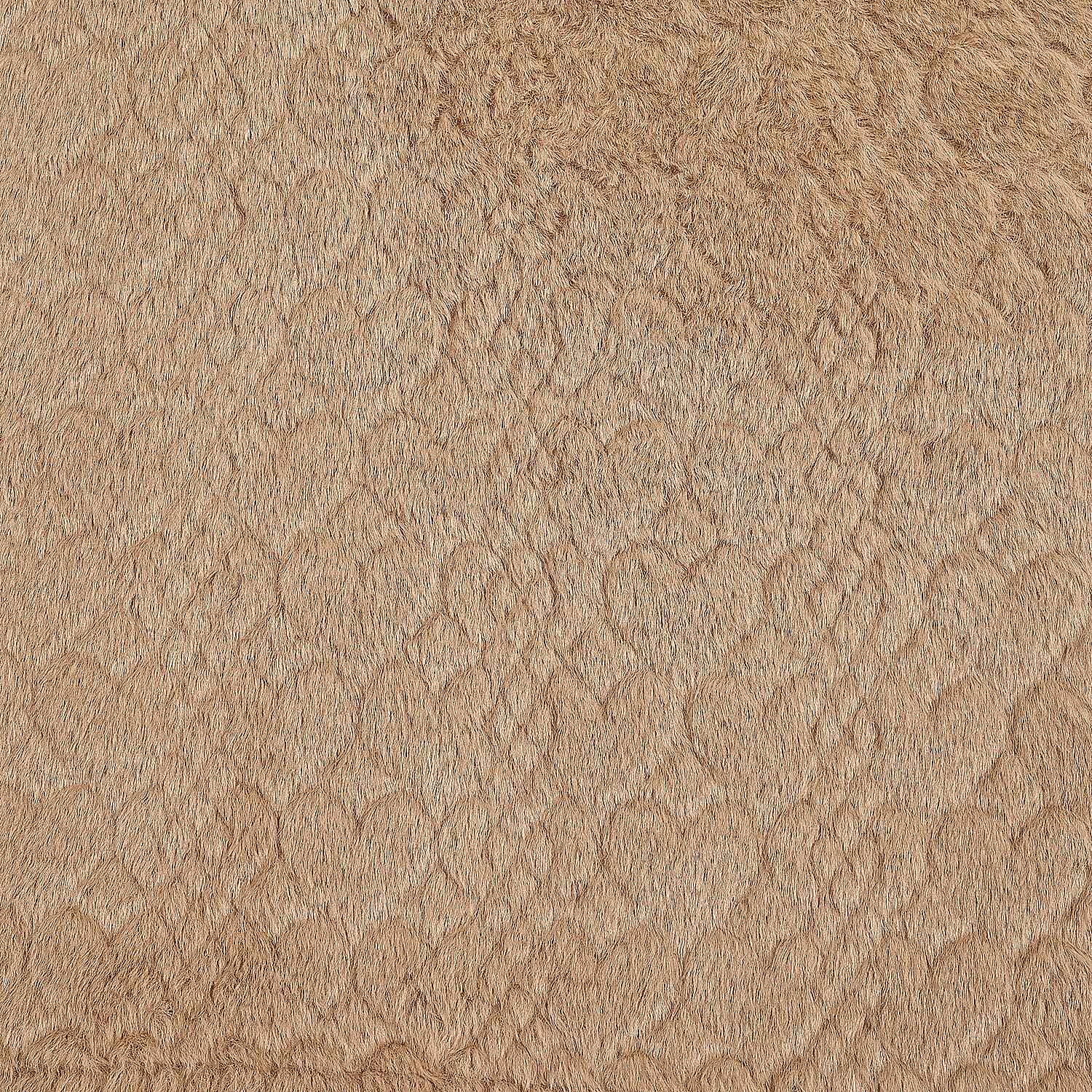 TAMSY Beige Jacquard Poncho with Fur Collar – One Size Fits Most