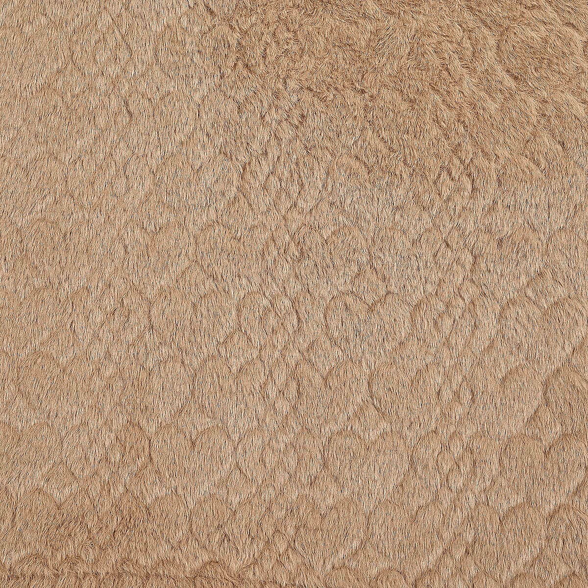 TAMSY Beige Jacquard Poncho with Fur Collar &ndash; One Size Fits Most image number 4