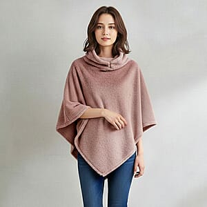 Tamsy Blush Poncho with Hoodie - One Size Fits Most