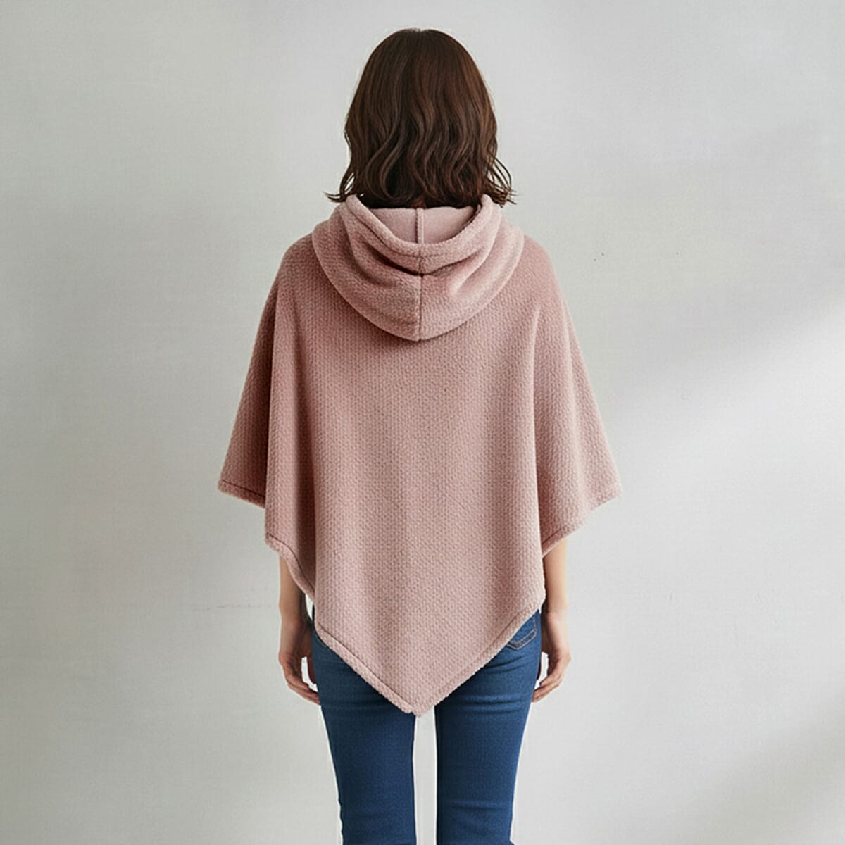 Tamsy Blush Poncho with Hoodie - One Size Fits Most image number 1