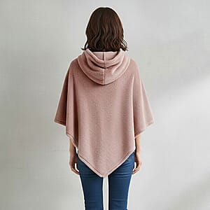 Tamsy Blush Poncho with Hoodie - One Size Fits Most