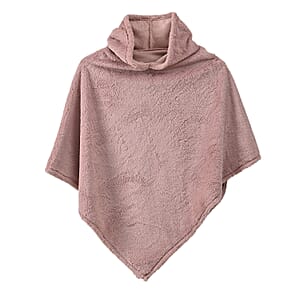 Tamsy Blush Poncho with Hoodie - One Size Fits Most