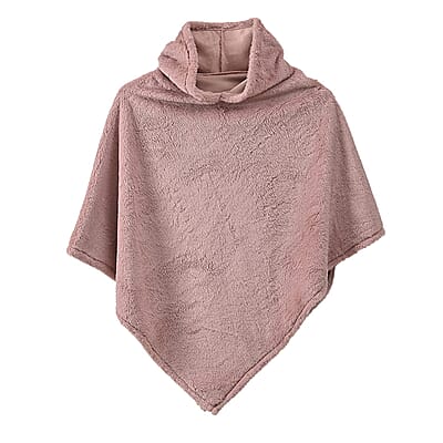 Tamsy Blush Poncho with Hoodie - One Size Fits Most