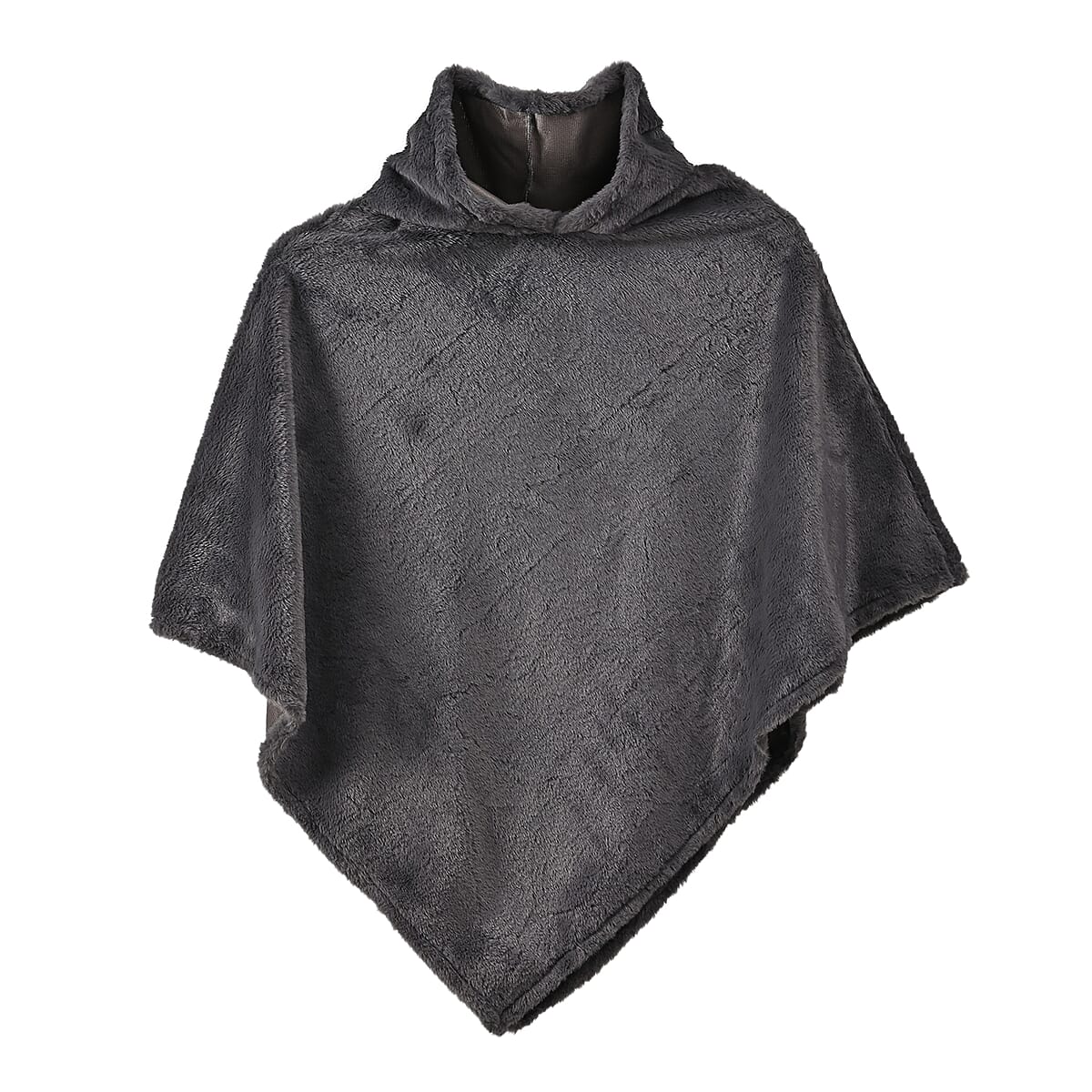Tamsy Dark Gray Poncho with Hoodie - One Size Fits Most image number 4
