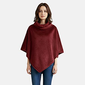 Tamsy Wine Poncho with Hoodie - One Size Fits Most