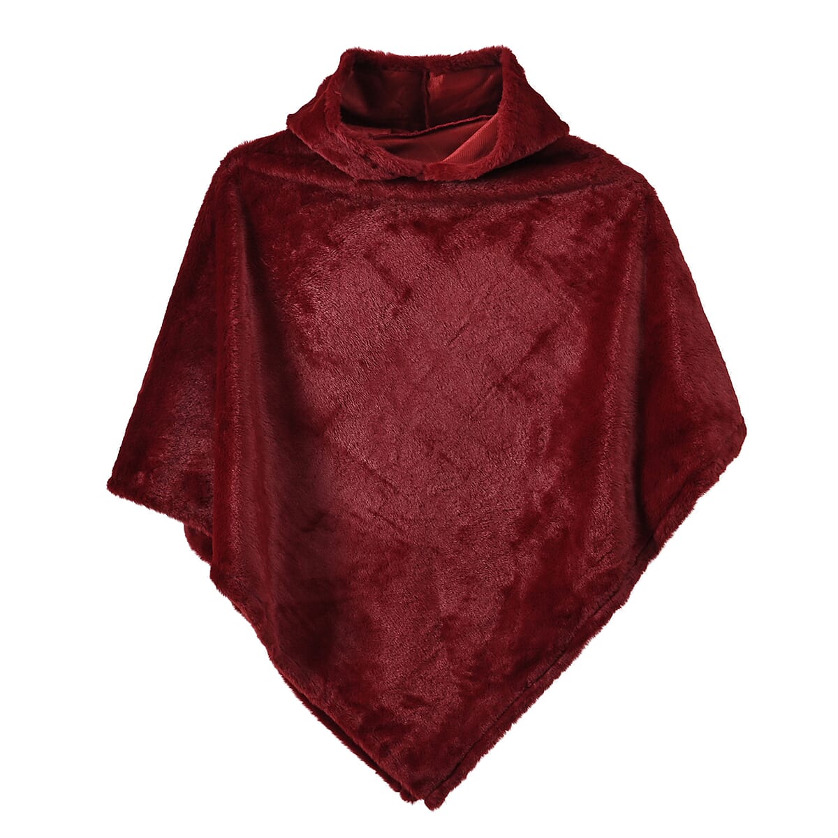 Tamsy Wine Poncho with Hoodie - One Size Fits Most image number 4