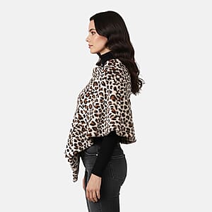 Tamsy Beige Leopard Shawl - One Time Fits Most
