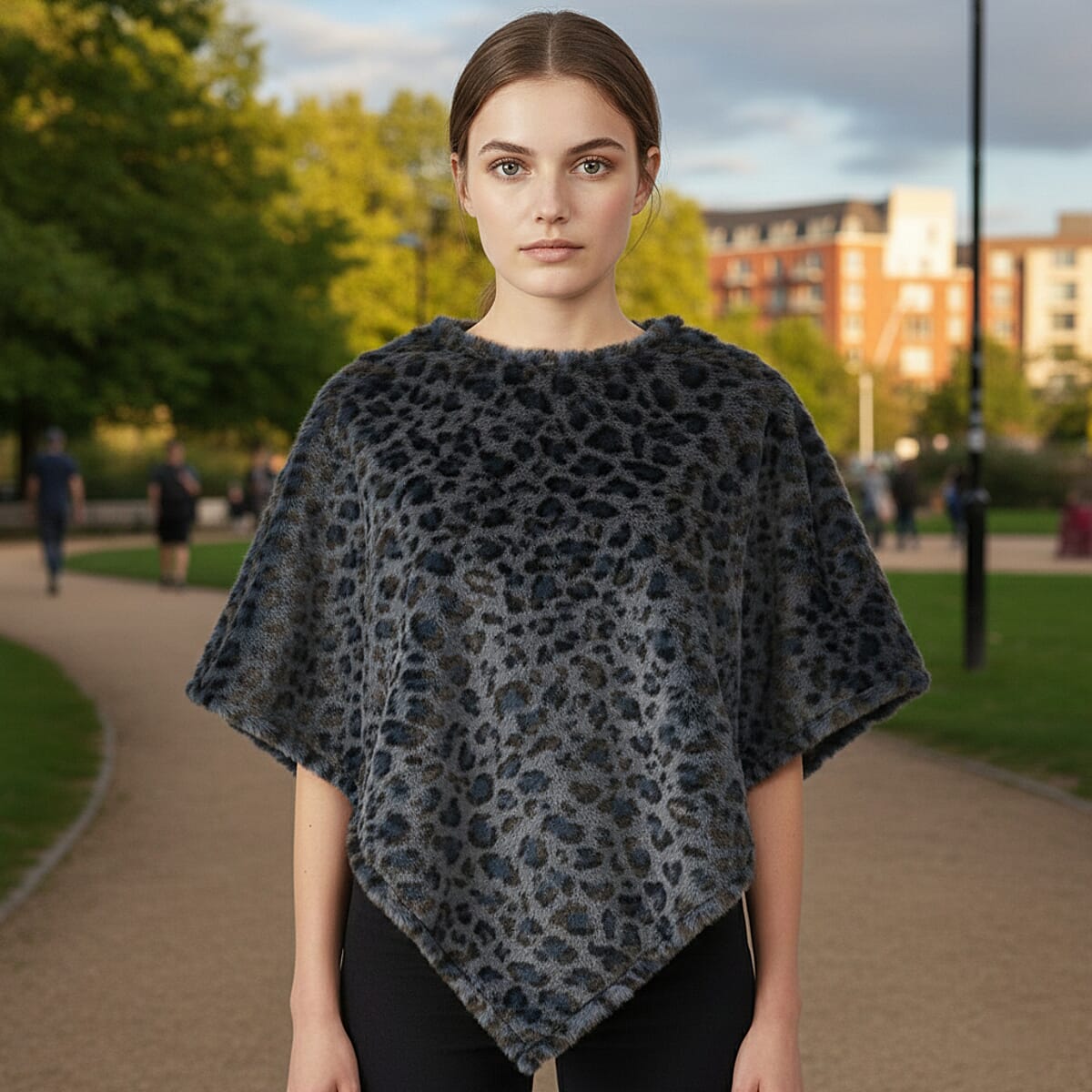 Tamsy Blue Leopard Shawl - One Time Fits Most image number 1