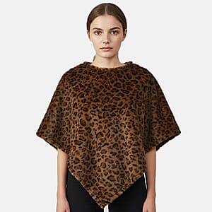 Tamsy Dark Brown Leopard Shawl - One Time Fits Most
