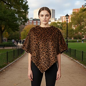 Tamsy Dark Brown Leopard Shawl - One Time Fits Most