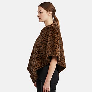 Tamsy Dark Brown Leopard Shawl - One Time Fits Most