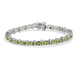 GP Royal Art Deco Collection Peridot and Multi Gemstone 13.10 ctw Wanda Bracelet in Rhodium Over Sterling Silver (7.25 In)