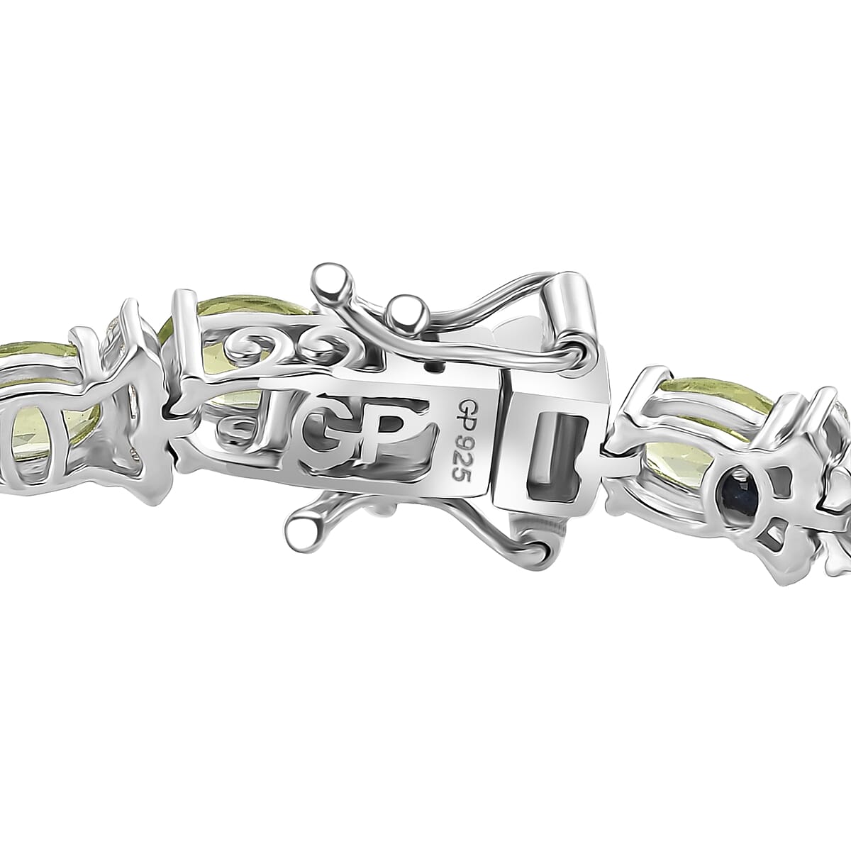 GP Royal Art Deco Collection Peridot and Multi Gemstone 13.10 ctw Wanda Bracelet in Rhodium Over Sterling Silver (7.25 In) image number 4