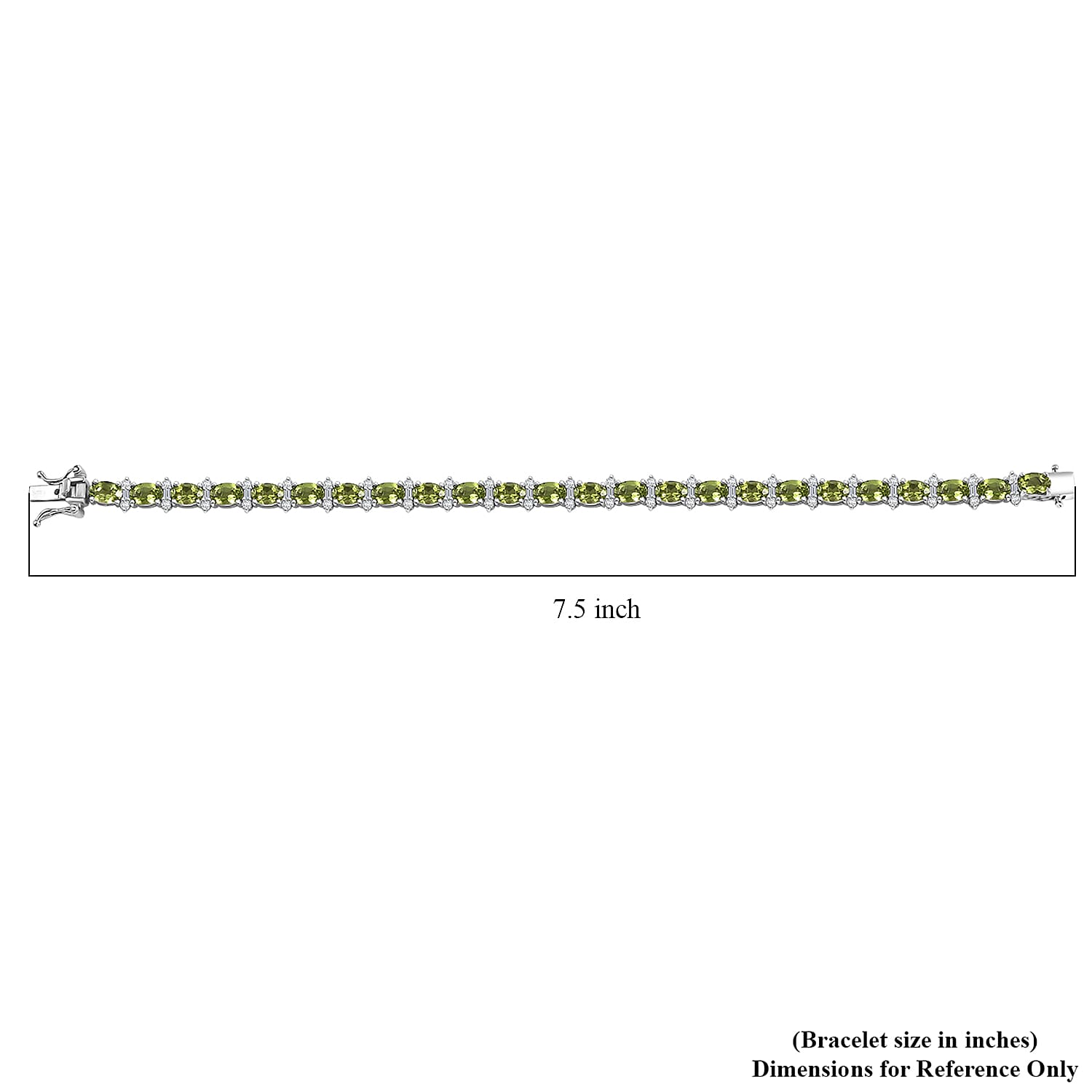 GP Royal Art Deco Collection Peridot and Multi Gemstone 13.10 ctw Wanda Bracelet in Rhodium Over Sterling Silver (7.25 In)
