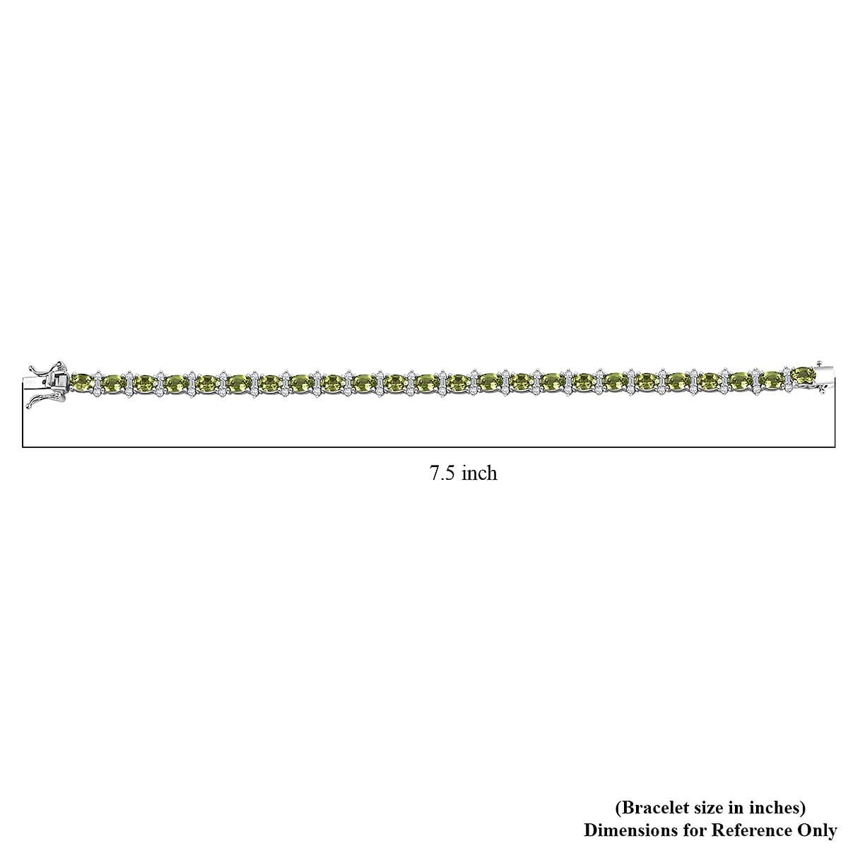 GP Royal Art Deco Collection Peridot and Multi Gemstone 13.10 ctw Wanda Bracelet in Rhodium Over Sterling Silver (7.25 In) image number 5